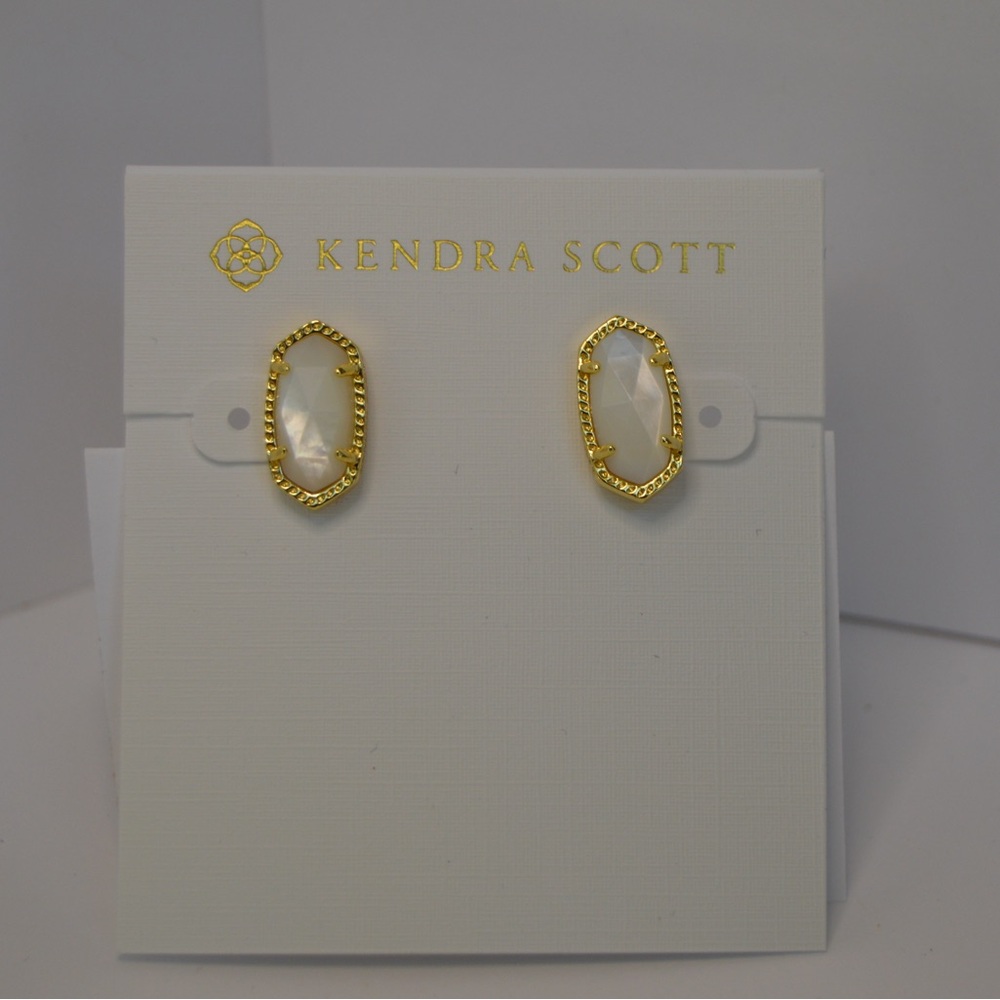 Kendra Scott Ellie Gold Stud Earrings in Ivory Mother-of-Pearl